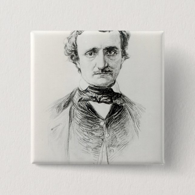 Bóton Quadrado 5.08cm Edgar Allan Poe 1907 (Frente)