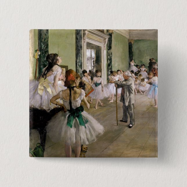 Bóton Quadrado 5.08cm Edgar Degas - A Classe da Dança (Frente)