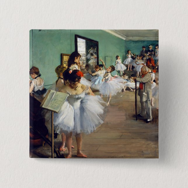 Bóton Quadrado 5.08cm Edgar Degas - A Classe da Dança (Frente)