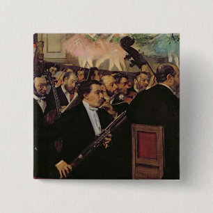 Bóton Quadrado 5.08cm Edgar Degas a orquestra da ópera, c.1870