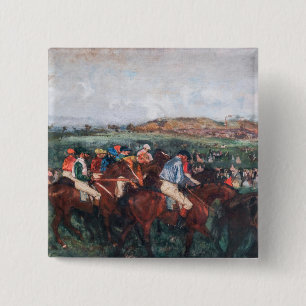 Bóton Quadrado 5.08cm Edgar Degas - Cavalheiros Corrida