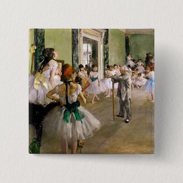 Bóton Quadrado 5.08cm Edgar Degas Classe de Dança (Frente)