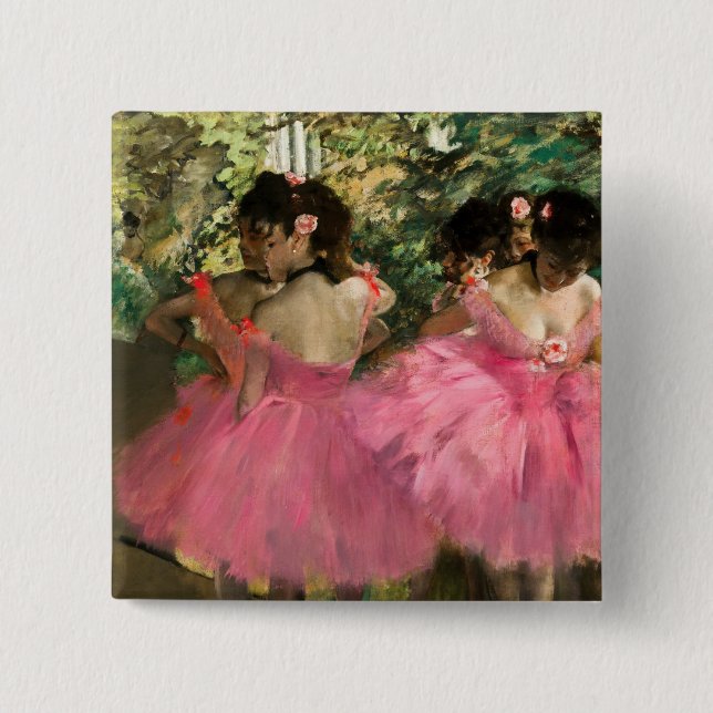 Bóton Quadrado 5.08cm Edgar Degas - Dançarinos a rosa (Frente)