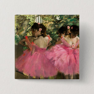 Bóton Quadrado 5.08cm Edgar Degas - Dançarinos a rosa