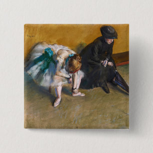 Bóton Quadrado 5.08cm Edgar Degas - Esperando