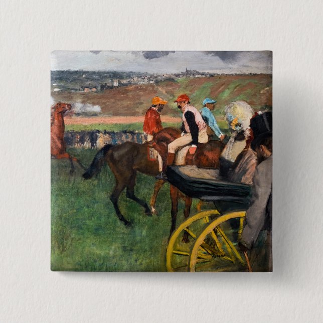 Bóton Quadrado 5.08cm Edgar Degas - No Races (Frente)