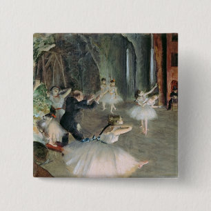 Bóton Quadrado 5.08cm Edgar Degas o ensaio do balé no palco