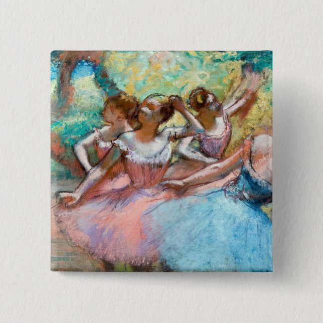Bóton Quadrado 5.08cm Edgar Degas - Quatro Ballerinas no Palco (Frente)
