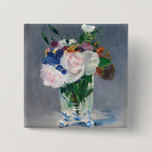 Bóton Quadrado 5.08cm Edouard Manet - Flores num Vaso Cristal