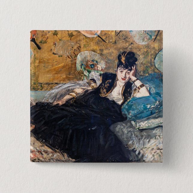 Bóton Quadrado 5.08cm Edouard Manet - Senhora com Leques (Frente)