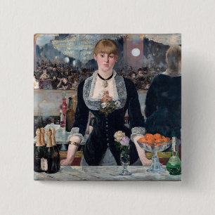 Bóton Quadrado 5.08cm Edouard Manet - Um Bar na Folies-Bergere