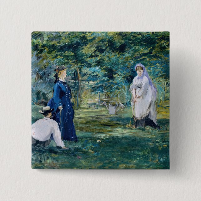 Bóton Quadrado 5.08cm Edouard Manet - Um Jogo de Croquet (Frente)