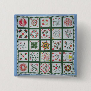 Bóton Quadrado 5.08cm Edredão com flores da estação, 1844 do álbum