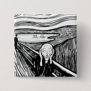 Bóton Quadrado 5.08cm Edvard Munch - A litografia do Gritar