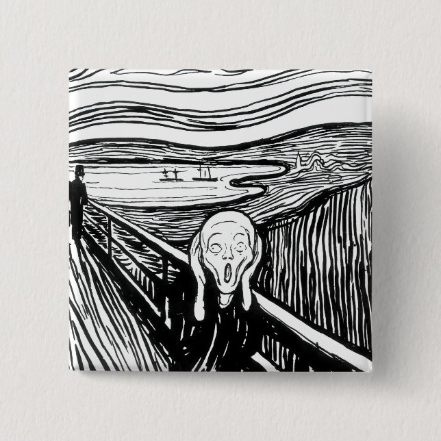 Bóton Quadrado 5.08cm Edvard Munch - A litografia do Gritar (Frente)