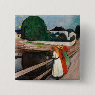 Bóton Quadrado 5.08cm Edvard Munch - As Raparigas na Ponte