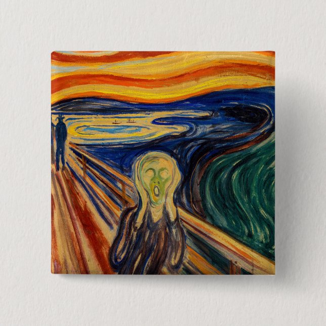 Bóton Quadrado 5.08cm Edvard Munch - O Gritar 1910 (Frente)