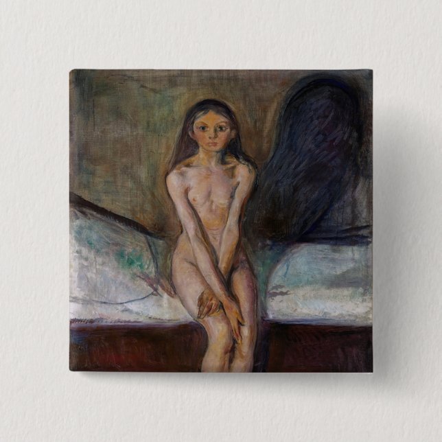 Bóton Quadrado 5.08cm Edvard Munch - Puberdade (Frente)