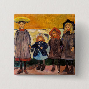 Bóton Quadrado 5.08cm Edvard Munch - Quatro Meninas em Asgardstrand