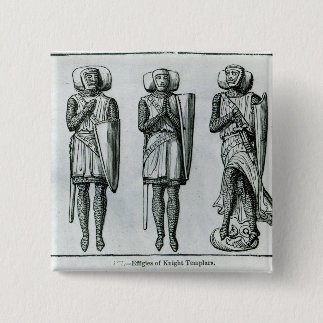Bóton Quadrado 5.08cm Efígies do cavaleiro Templars (Frente)