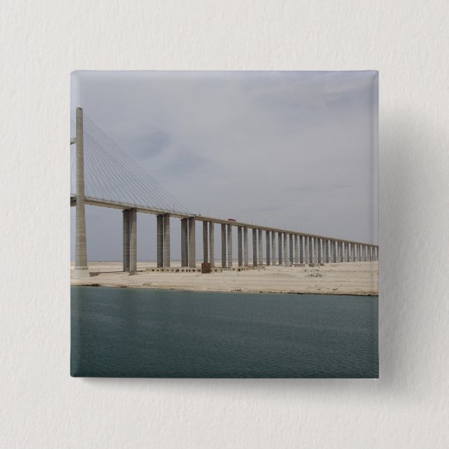 Bóton Quadrado 5.08cm Egito, Canal de Suez. Ponte da Paz (Frente)