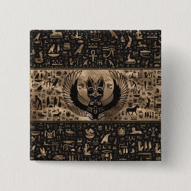 Bóton Quadrado 5.08cm Egyptian Cat Goddess Bastet (Frente)