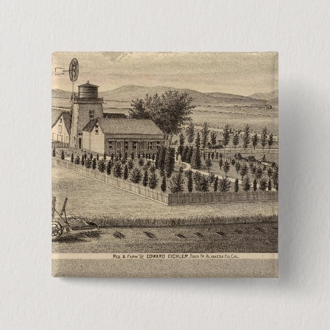 Bóton Quadrado 5.08cm Eichler, residências Meyer (Frente)