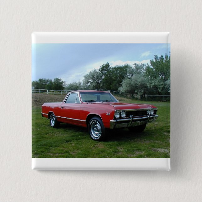 Bóton Quadrado 5.08cm EL 1967 de Chevrolet Chevelle Camino (Frente)