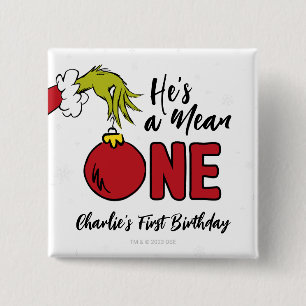 Bóton Quadrado 5.08cm Ele é um Mau Aniversário Grinch