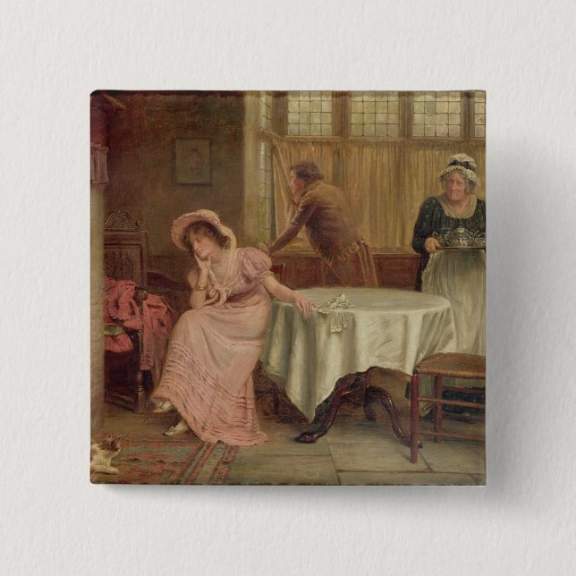 Bóton Quadrado 5.08cm "Ele vêm?" (óleo em canvas) (Frente)