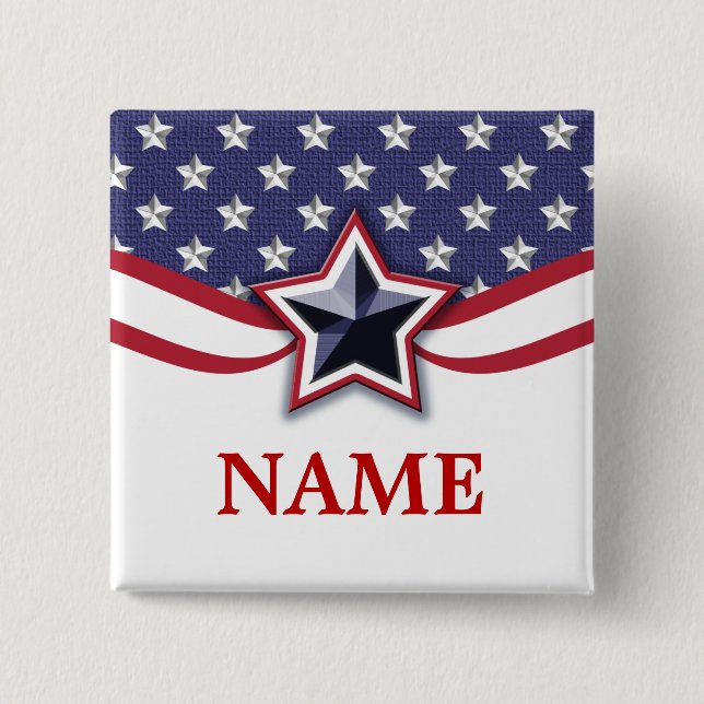 Bóton Quadrado 5.08cm Election Campaign Pin Template Stars Stripes (Frente)