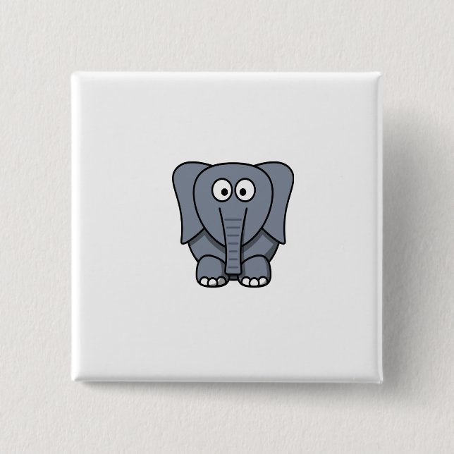 Bóton Quadrado 5.08cm Elefante bonito Clipart dos desenhos animados (Frente)