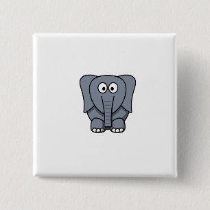 Bóton Quadrado 5.08cm Elefante bonito Clipart dos desenhos animados