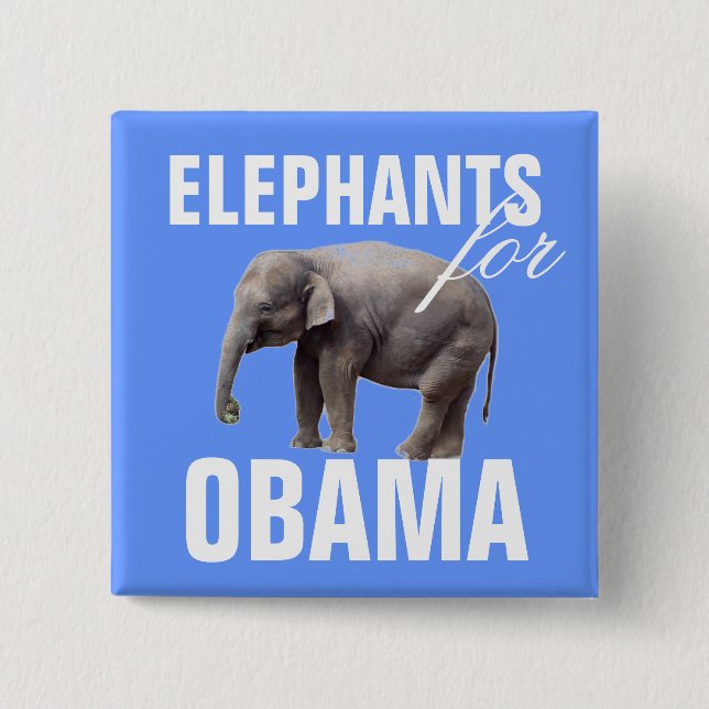 Bóton Quadrado 5.08cm Elefantes para Obama (Frente)