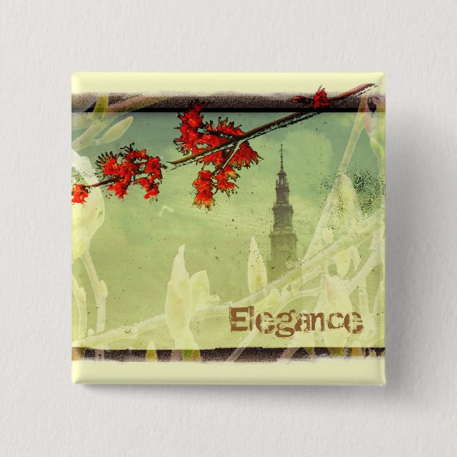 Bóton Quadrado 5.08cm Elegância (Frente)
