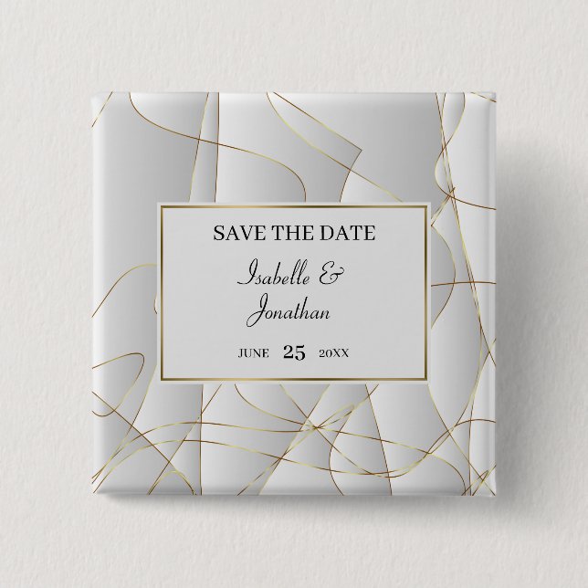 Bóton Quadrado 5.08cm Elegante Art Deco Design (Frente)