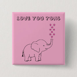 Bóton Quadrado 5.08cm Elegante Elefante Ama Você Muito Rosa