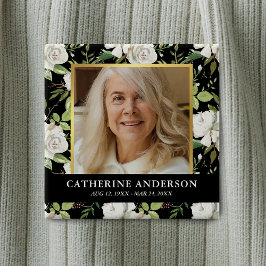 Bóton Quadrado 5.08cm Elegante Em Foto Funeral De Memória Adorável