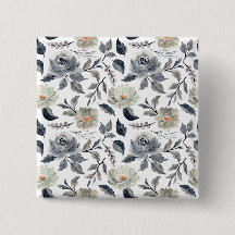 Elegante Floral Botânico em Azul Cinza Aguarela Vi