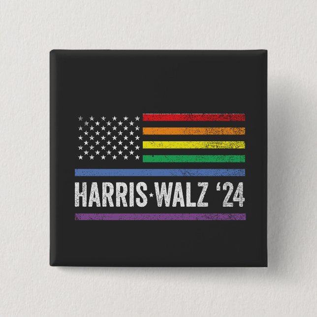 Bóton Quadrado 5.08cm Eleição de Sinalizador Americana da LGBTQ Harris W (Frente)