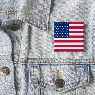 Bóton Quadrado 5.08cm Eleição Patriótica dos EUA Bandeira Americana e