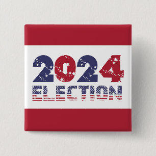 Bóton Quadrado 5.08cm Eleições Vermelhas 2024
