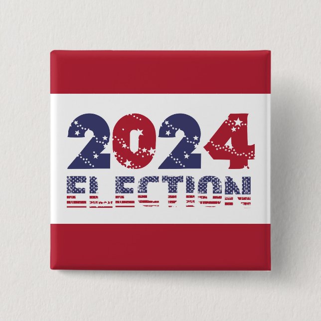 Bóton Quadrado 5.08cm Eleições Vermelhas 2024 (Frente)