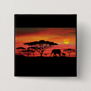 Bóton Quadrado 5.08cm Elephant Sunset