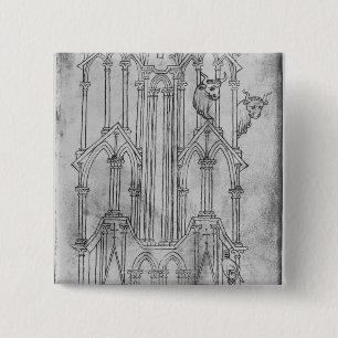 Bóton Quadrado 5.08cm Elevação da torre da catedral de Laon