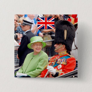 Bóton Quadrado 5.08cm Elizabeth-Duque do HM rainha de Edimburgo