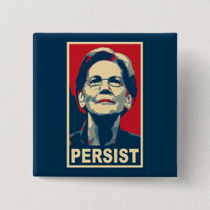 Bóton Quadrado 5.08cm Elizabeth Warren Persist
