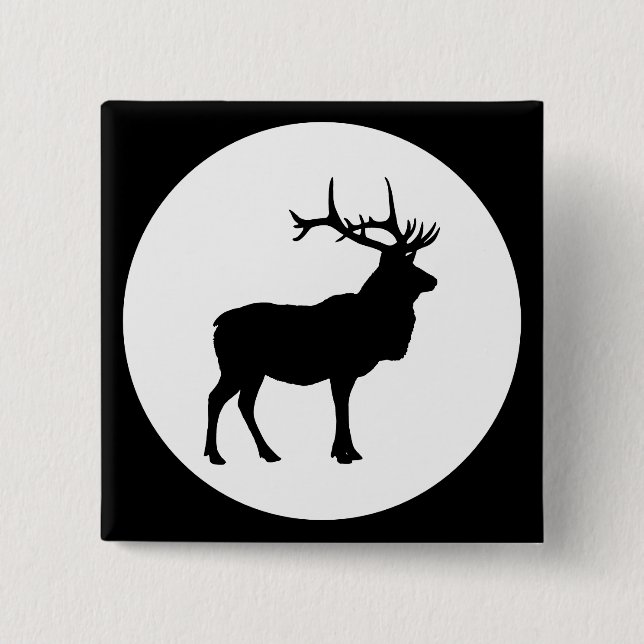 Bóton Quadrado 5.08cm Elk Silhouette (Frente)