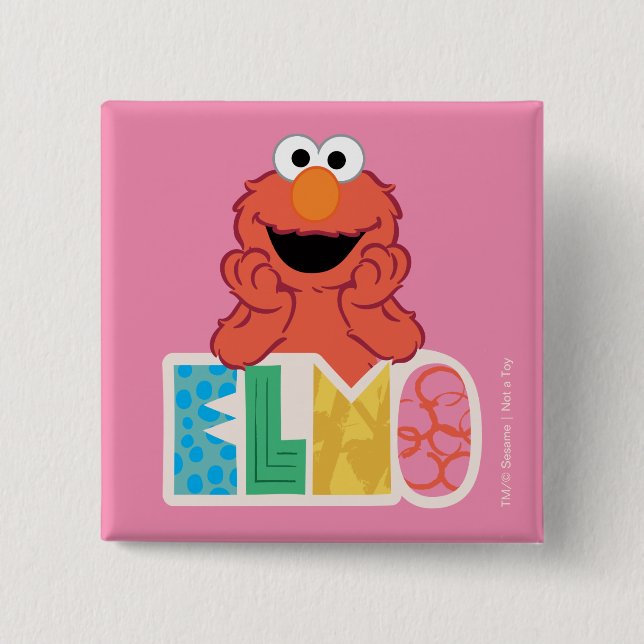 Bóton Quadrado 5.08cm Elmo Fofo & Divertido (Frente)
