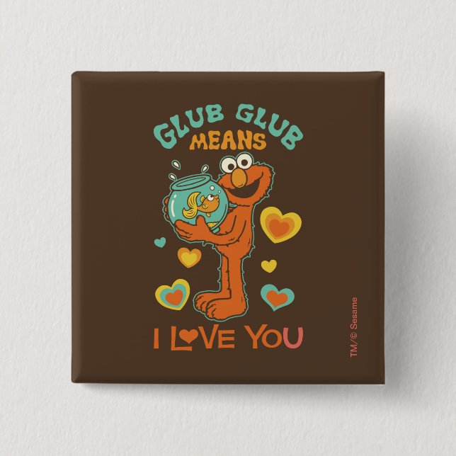 Bóton Quadrado 5.08cm Elmo Segurando seu Pet Goldfish (Frente)